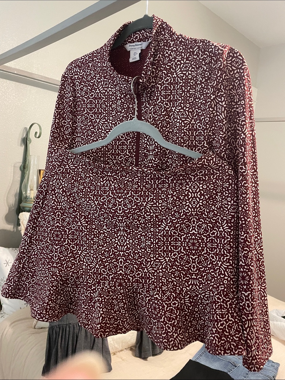 Tommy Bahama Everyday Active Maroon & White Printed Quarter-Zip